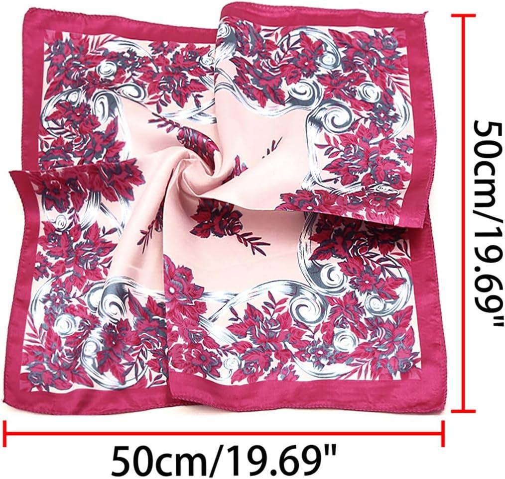 imageuxcell Women Small Square Scarf Scarves Leopard Printed Striped Polka Dots Pattern Kerchief NeckerchiefPink Floral