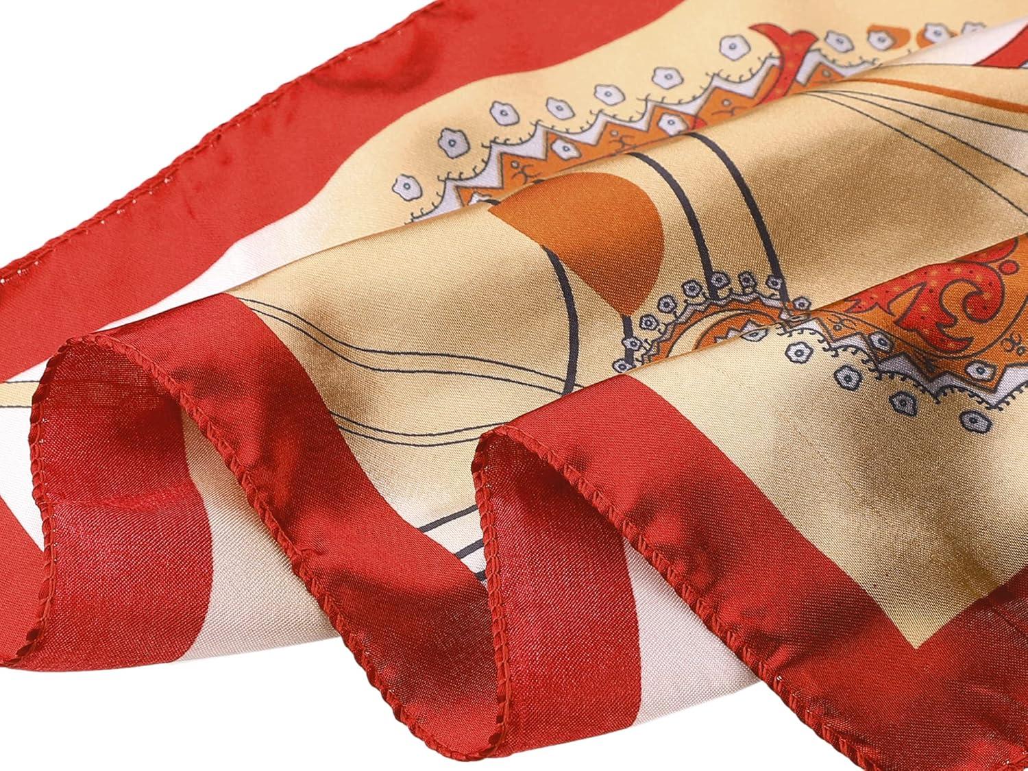 imageuxcell Women Small Square Scarf Scarves Leopard Printed Striped Polka Dots Pattern Kerchief NeckerchiefRed Beige Paisleys Floral