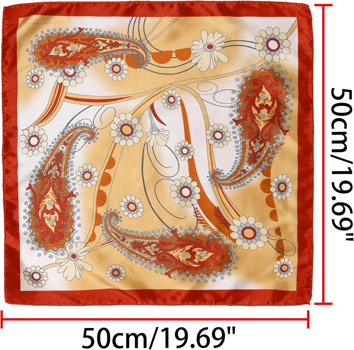 imageuxcell Women Small Square Scarf Scarves Leopard Printed Striped Polka Dots Pattern Kerchief NeckerchiefRed Beige Paisleys Floral