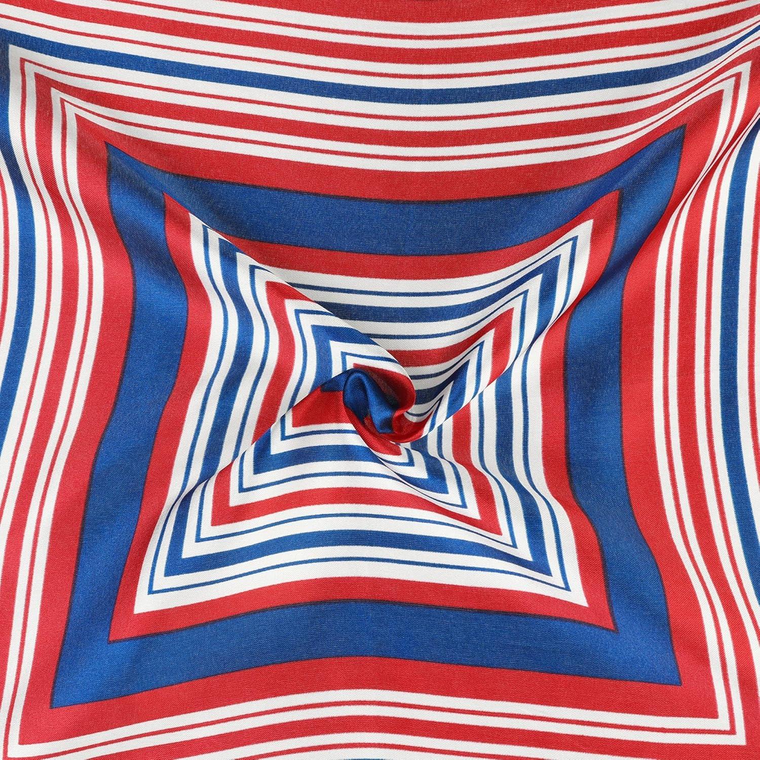 imageuxcell Women Small Square Scarf Scarves Leopard Printed Striped Polka Dots Pattern Kerchief NeckerchiefRed Blue Geometric