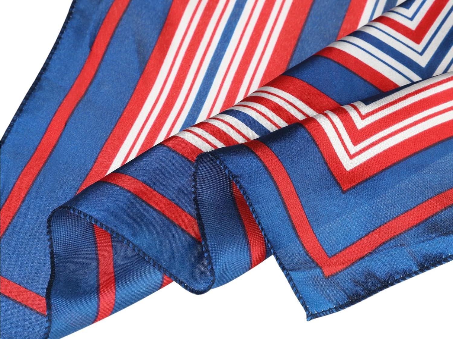 imageuxcell Women Small Square Scarf Scarves Leopard Printed Striped Polka Dots Pattern Kerchief NeckerchiefRed Blue Geometric