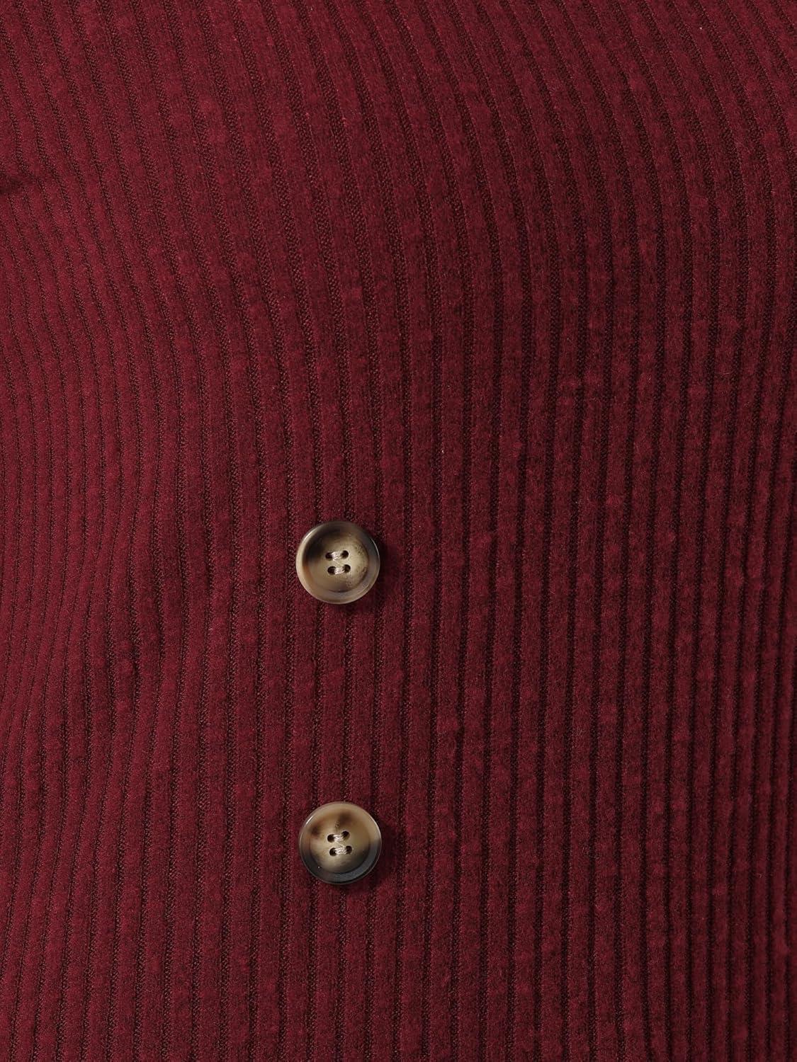 imageAllegra K Square Neck Sweaters for Womens Vintage Teacher Long Sleeve Pullover Ribbed Knit TopBurgundy