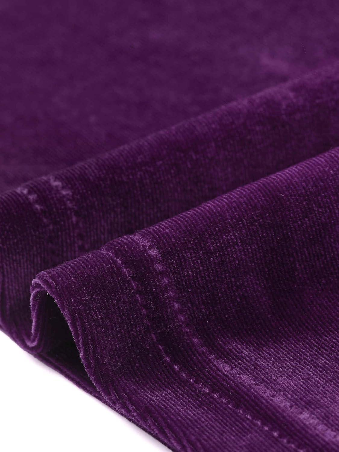 imageAllegra K Velvet Tops for Women Crew Neck Puff Long Sleeve Casual Pullover Fall Winter Blouses TopPurple