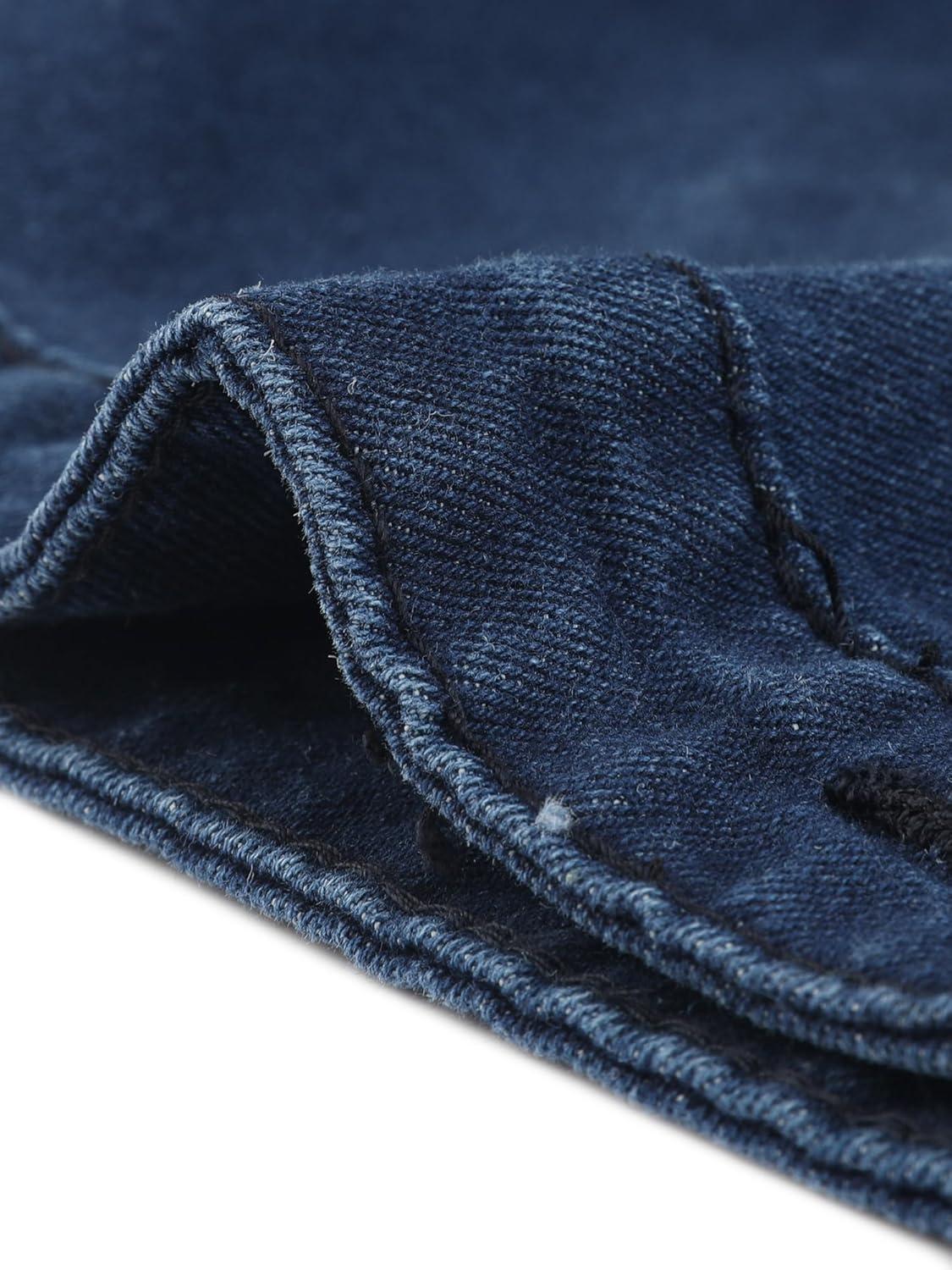 imageAllegra K Womens 2024 Summer Button Down Cap Short Sleeve Cropped Jean Denim JacketDark Blue