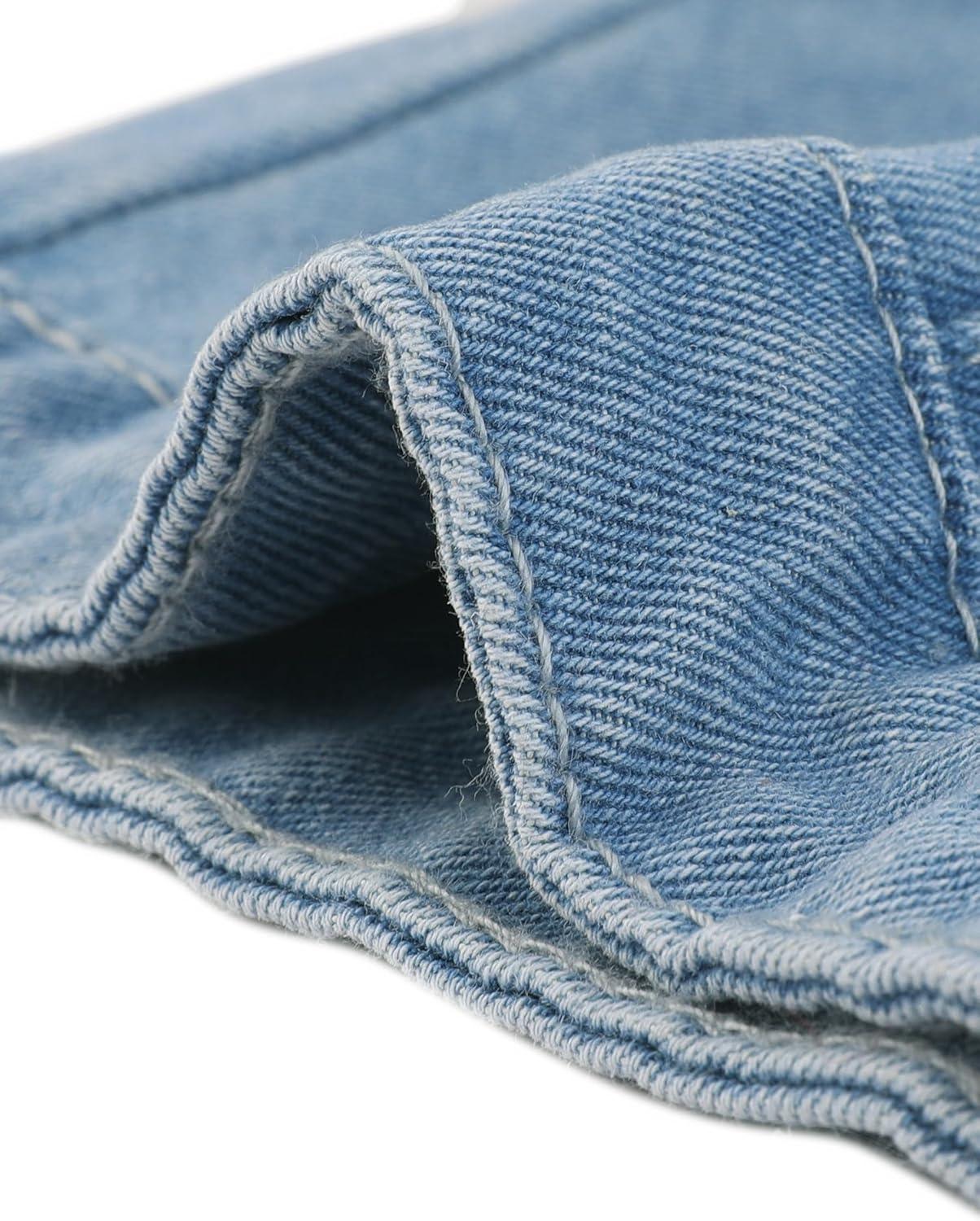 imageAllegra K Womens 2024 Summer Button Down Cap Short Sleeve Cropped Jean Denim JacketLignt Blue