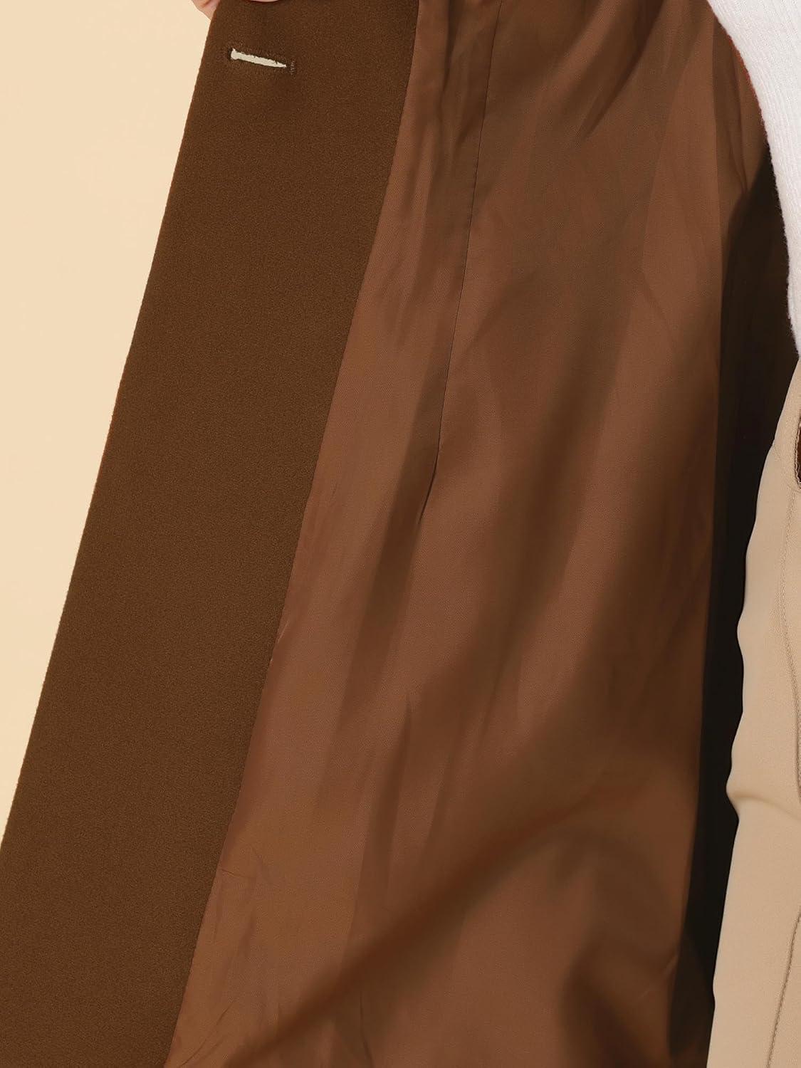 imageAllegra K Womens 2025 Coat for Winter Notch Lapel Collar One Button Outwear Classic Work Trench CoatsBrown