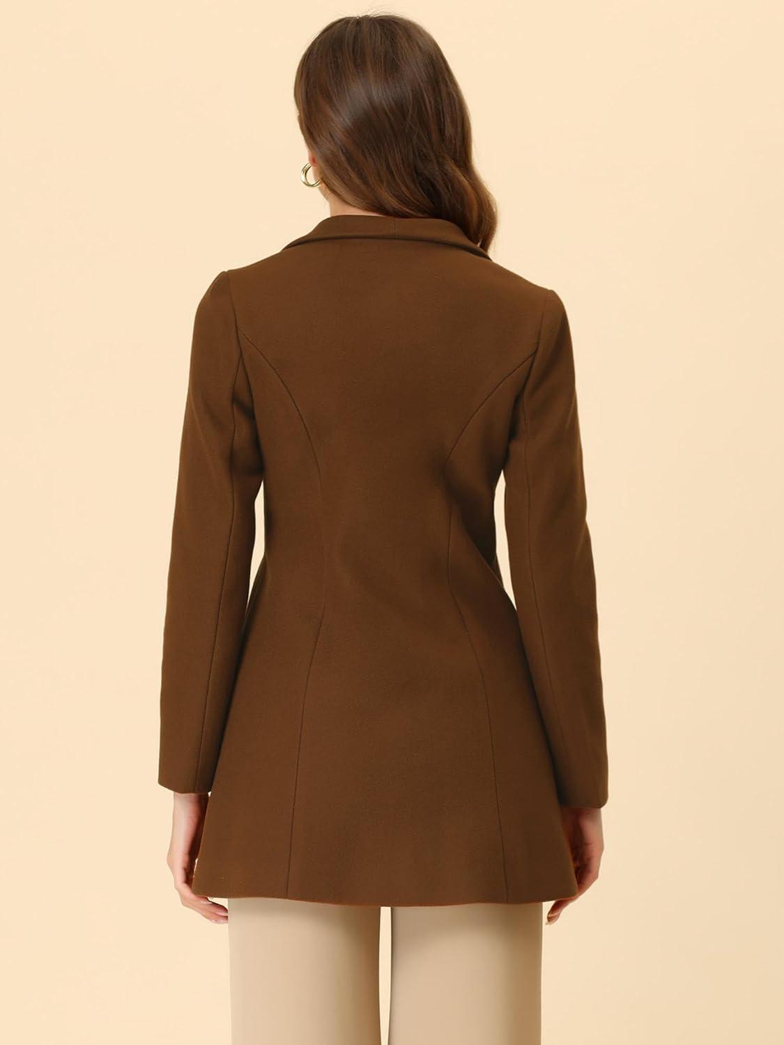imageAllegra K Womens 2025 Coat for Winter Notch Lapel Collar One Button Outwear Classic Work Trench CoatsBrown