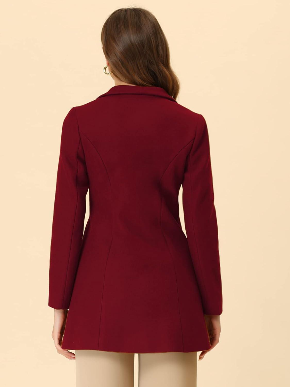 imageAllegra K Womens 2025 Coat for Winter Notch Lapel Collar One Button Outwear Classic Work Trench CoatsBurgundy