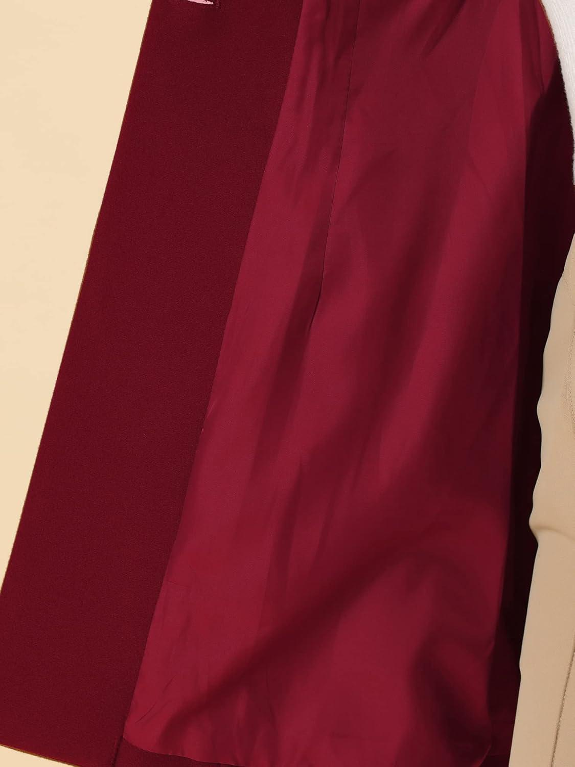 imageAllegra K Womens 2025 Coat for Winter Notch Lapel Collar One Button Outwear Classic Work Trench CoatsBurgundy