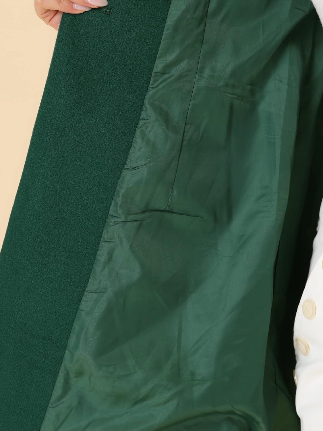 imageAllegra K Womens 2025 Coat for Winter Notch Lapel Collar One Button Outwear Classic Work Trench CoatsDark Green