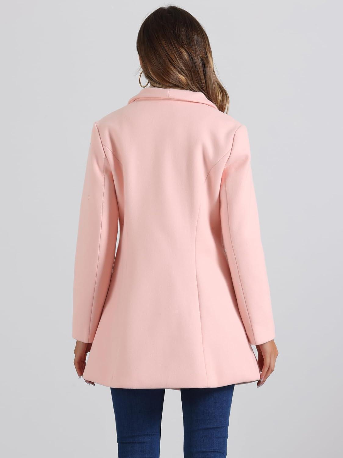 imageAllegra K Womens 2025 Coat for Winter Notch Lapel Collar One Button Outwear Classic Work Trench CoatsPink