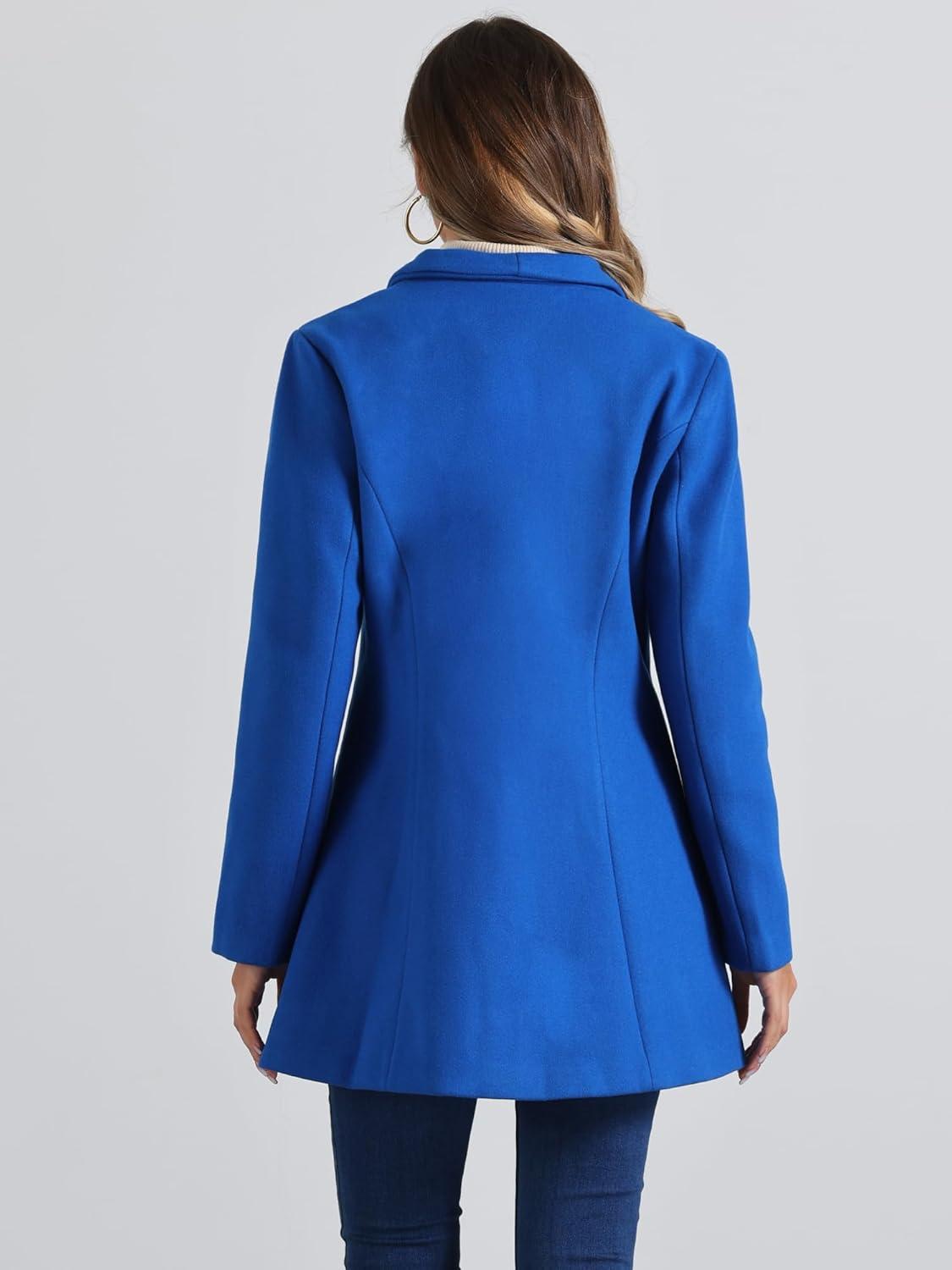 imageAllegra K Womens 2025 Coat for Winter Notch Lapel Collar One Button Outwear Classic Work Trench CoatsRoyal Blue