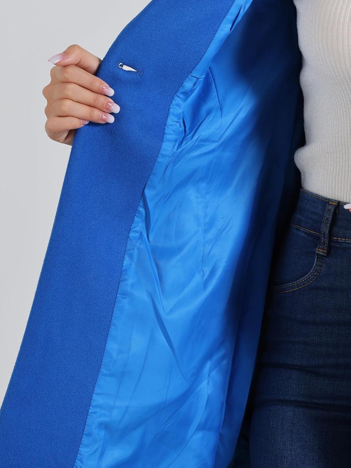 imageAllegra K Womens 2025 Coat for Winter Notch Lapel Collar One Button Outwear Classic Work Trench CoatsRoyal Blue