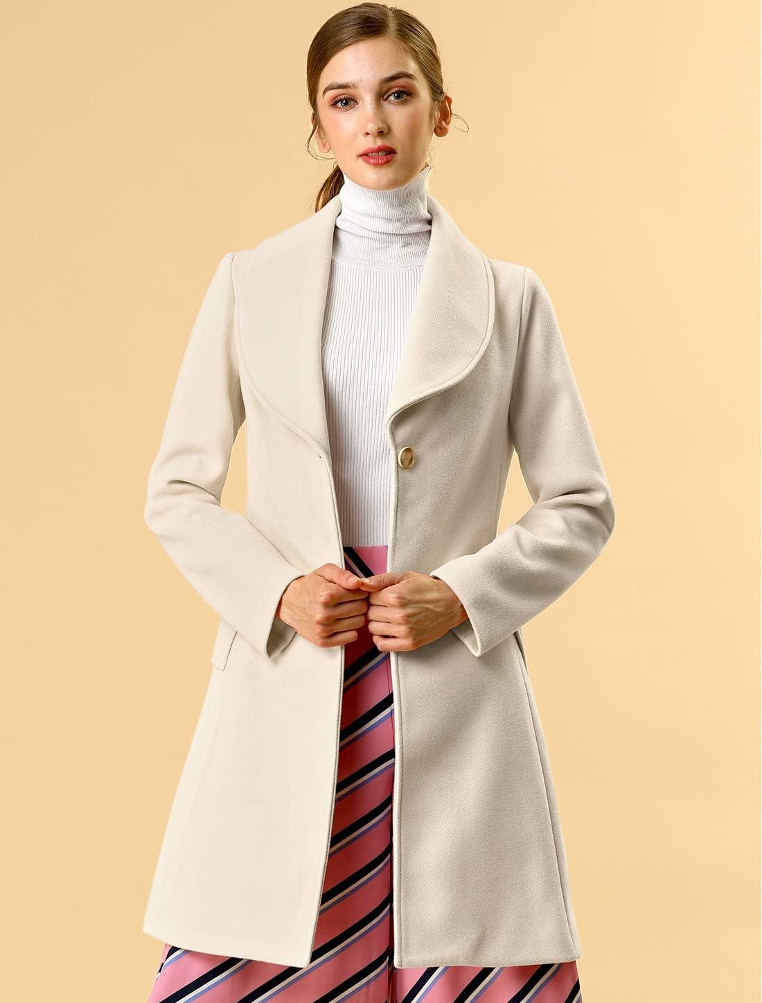 imageAllegra K Womens 2025 Winter Wrap Coat Shawl Collar Belted Single Breasted OvercoatsBeige