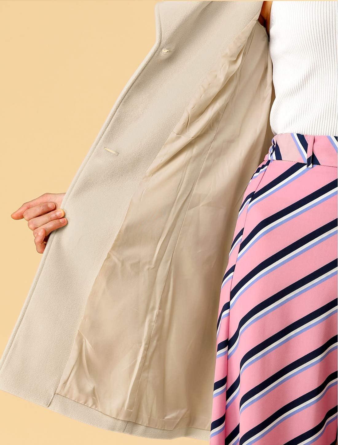 imageAllegra K Womens 2025 Winter Wrap Coat Shawl Collar Belted Single Breasted OvercoatsBeige