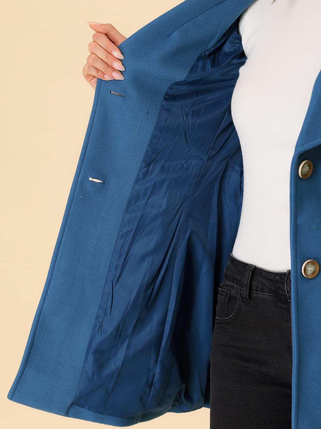 imageAllegra K Womens 2025 Winter Wrap Coat Shawl Collar Belted Single Breasted OvercoatsDark Blue Grey
