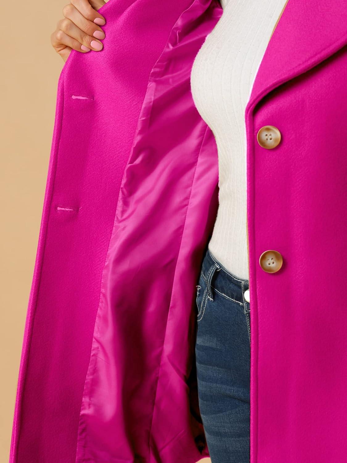 imageAllegra K Womens 2025 Winter Wrap Coat Shawl Collar Belted Single Breasted OvercoatsHot Pink