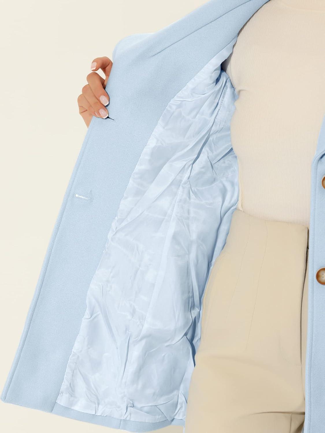 imageAllegra K Womens 2025 Winter Wrap Coat Shawl Collar Belted Single Breasted OvercoatsLight Blue