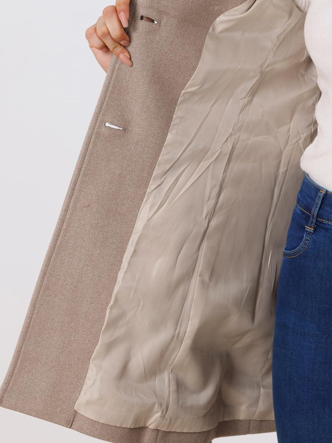 imageAllegra K Womens 2025 Winter Wrap Coat Shawl Collar Belted Single Breasted OvercoatsLight Khaki