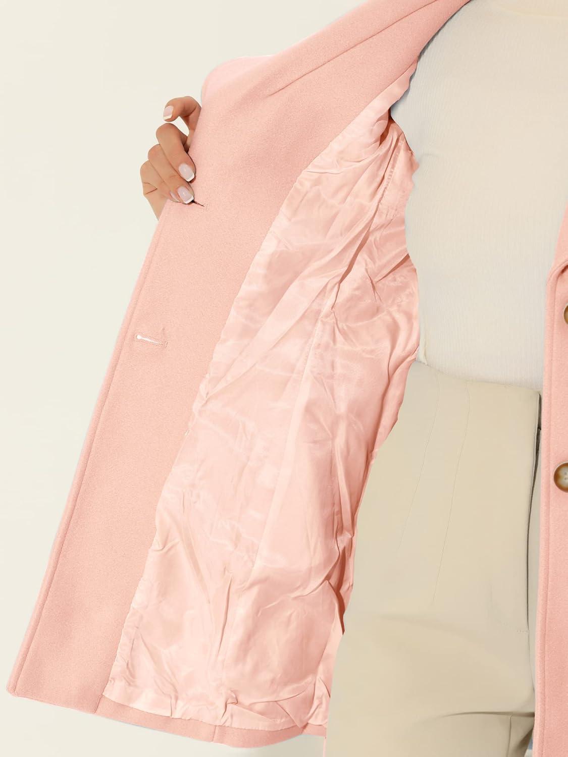 imageAllegra K Womens 2025 Winter Wrap Coat Shawl Collar Belted Single Breasted OvercoatsLight Pink