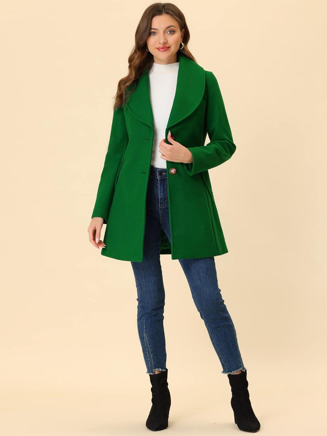 imageAllegra K Womens 2025 Winter Wrap Coat Shawl Collar Belted Single Breasted OvercoatsPea Green