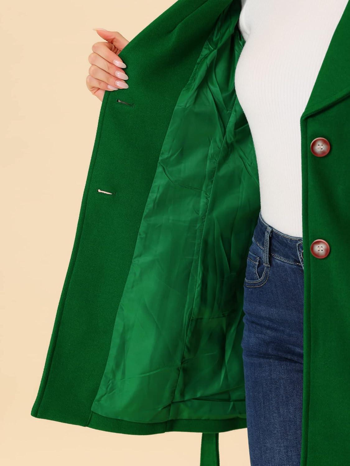 imageAllegra K Womens 2025 Winter Wrap Coat Shawl Collar Belted Single Breasted OvercoatsPea Green