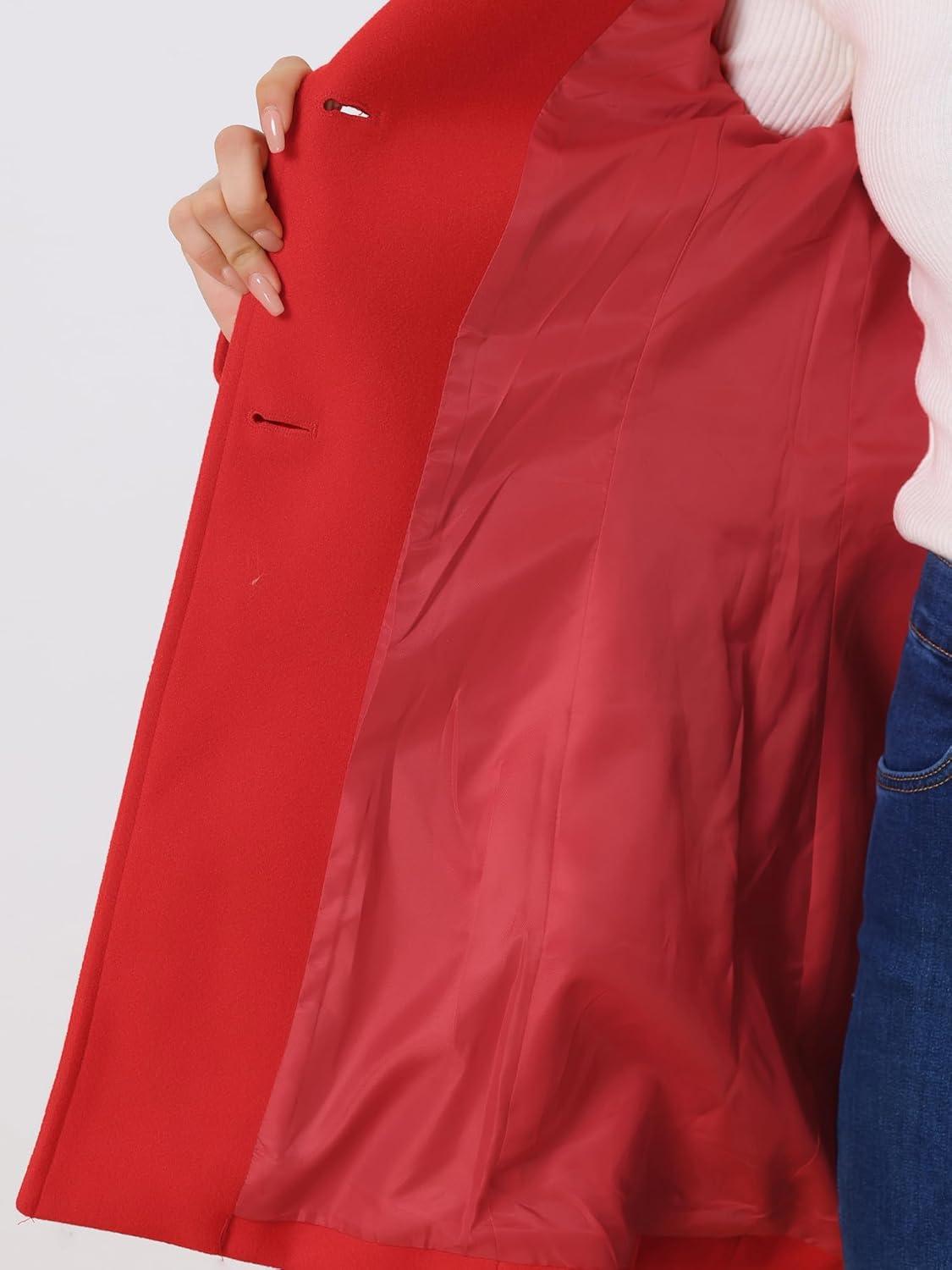 imageAllegra K Womens 2025 Winter Wrap Coat Shawl Collar Belted Single Breasted OvercoatsRed