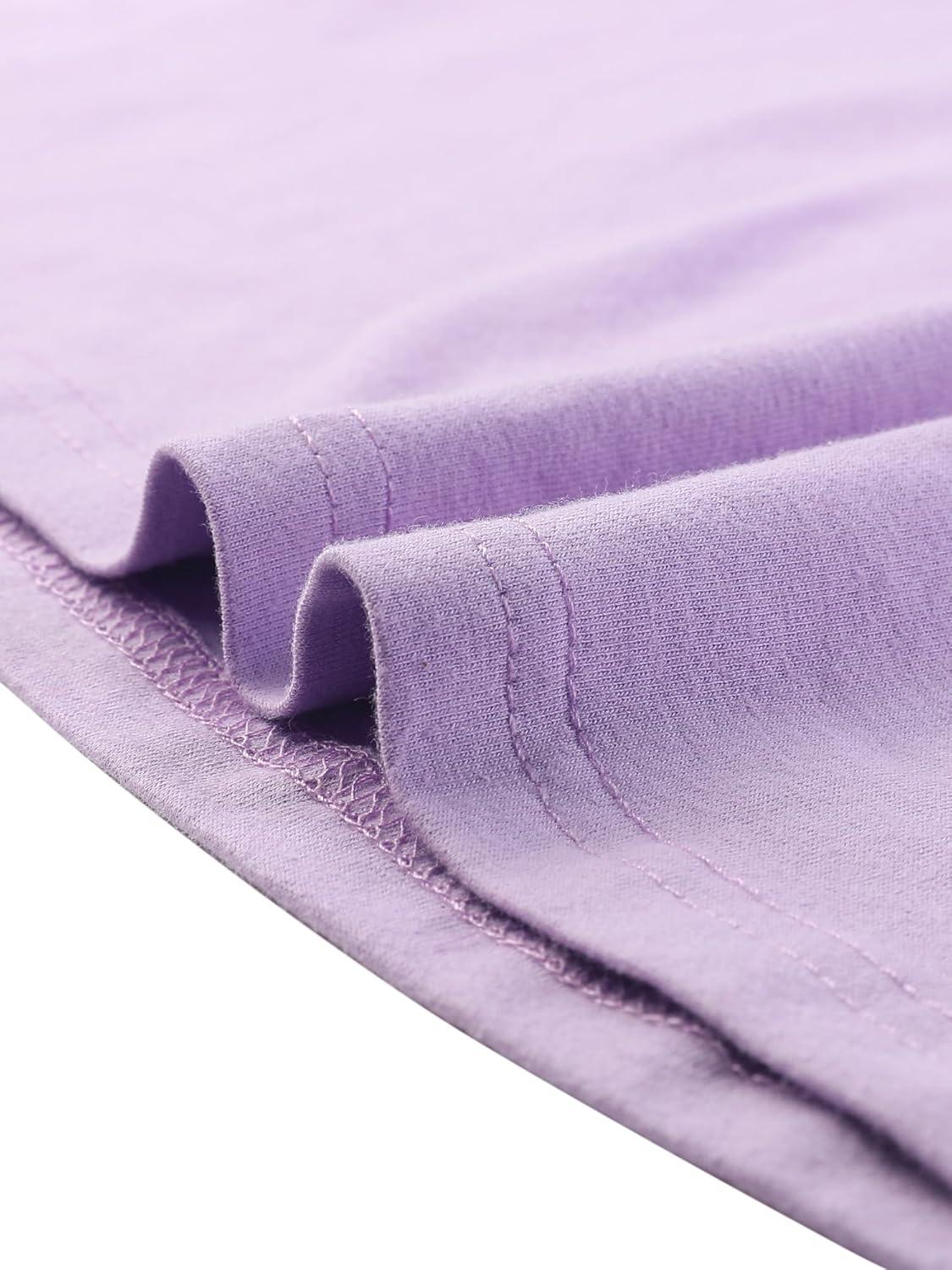 imageAllegra K Womens Casual Round Neck Elbow Sleeve t Shirts Slim Fit Blouses Tops FashionLight Purple