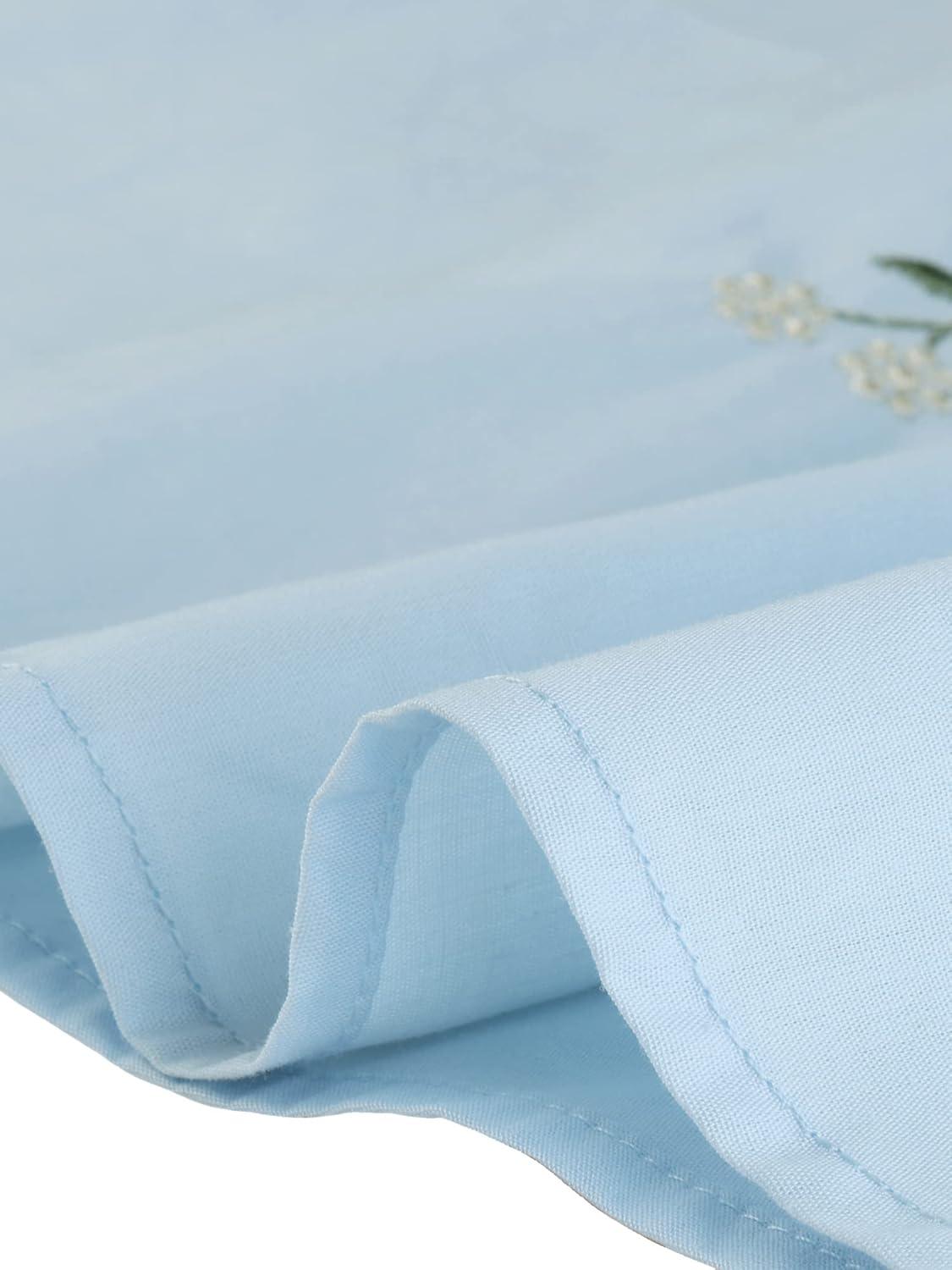 imageAllegra K Womens Casual Shirt Dress Long Sleeve Half Placket Embroidered Floral Mini DressesBlue