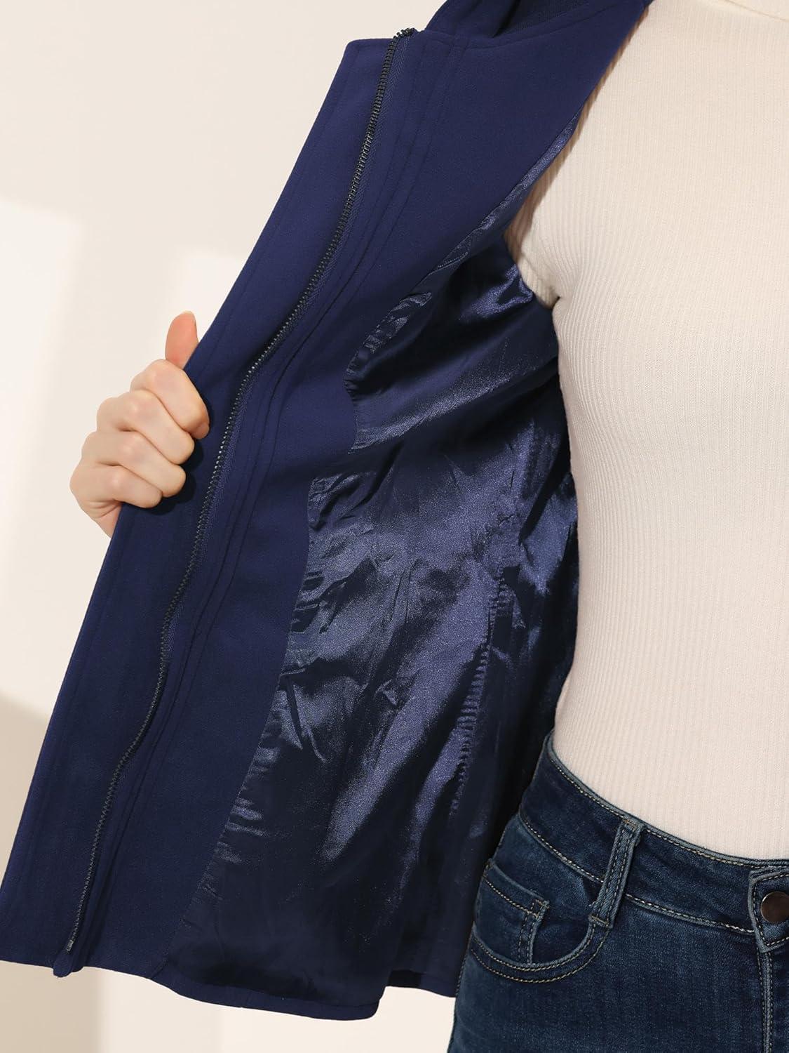imageAllegra K Womens Casual Winter Outwear Hooded Button Peacoat Toggle Duffle CoatNavy Blue