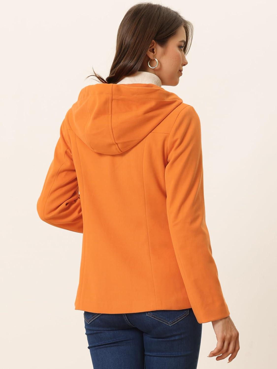 imageAllegra K Womens Casual Winter Outwear Hooded Button Peacoat Toggle Duffle CoatOrange