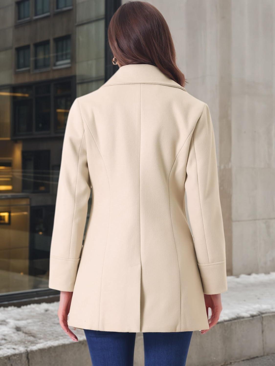 imageAllegra K Womens Elegant Overcoat Notched Shawl Collar Single Breasted Outerwear Winter Long CoatBeige