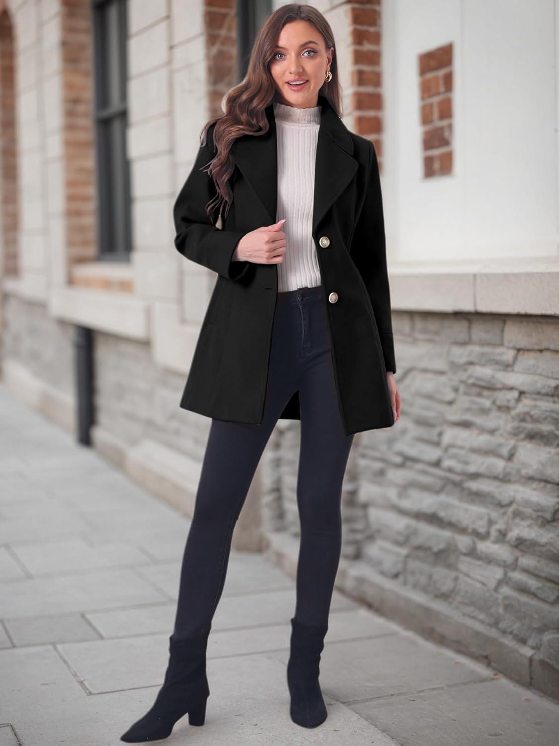 imageAllegra K Womens Elegant Overcoat Notched Shawl Collar Single Breasted Outerwear Winter Long CoatBlack