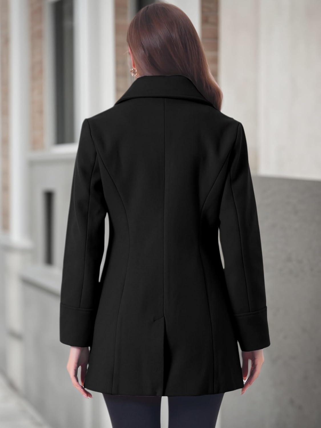 imageAllegra K Womens Elegant Overcoat Notched Shawl Collar Single Breasted Outerwear Winter Long CoatBlack