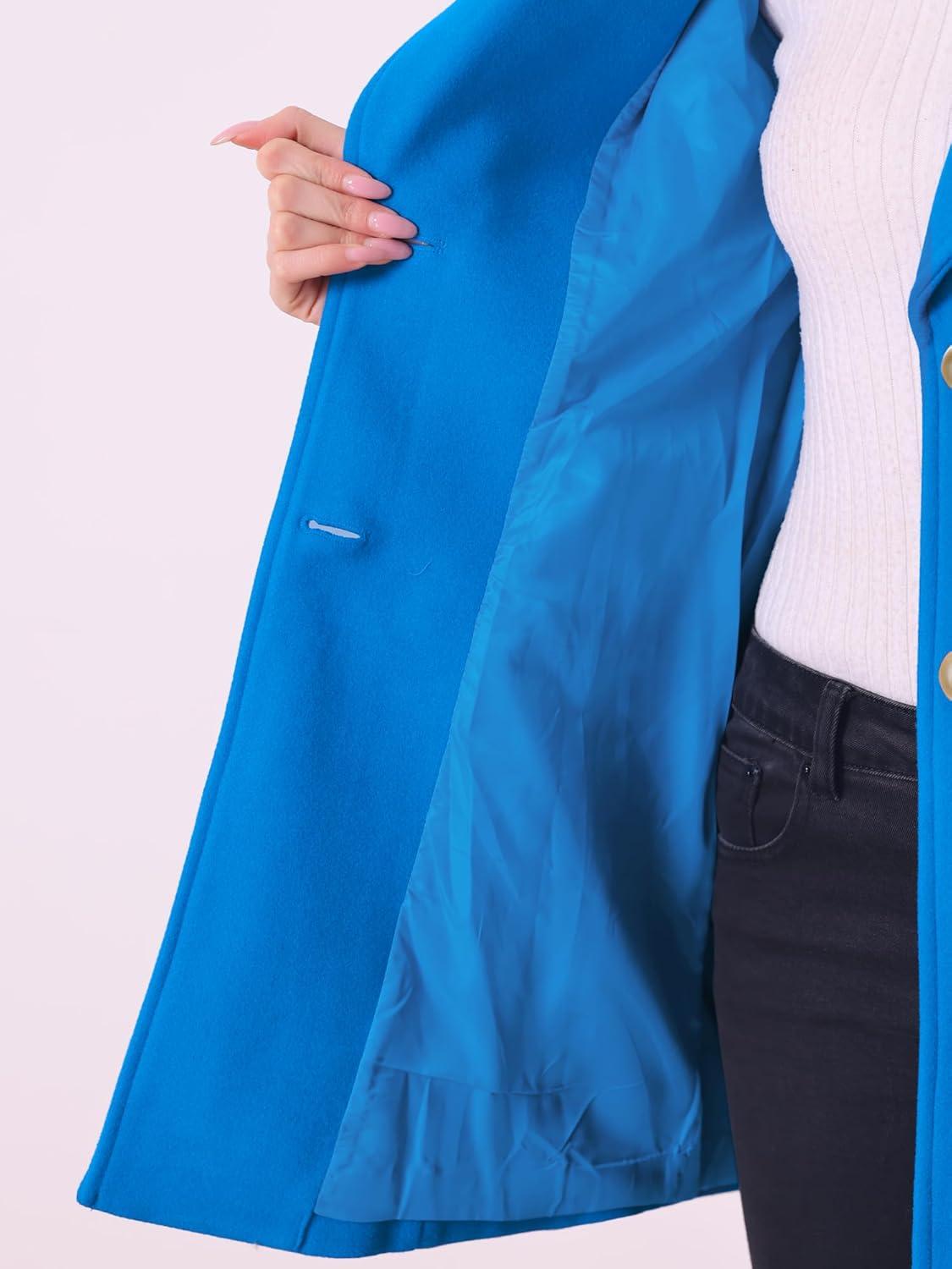 imageAllegra K Womens Elegant Overcoat Notched Shawl Collar Single Breasted Outerwear Winter Long CoatBright Blue