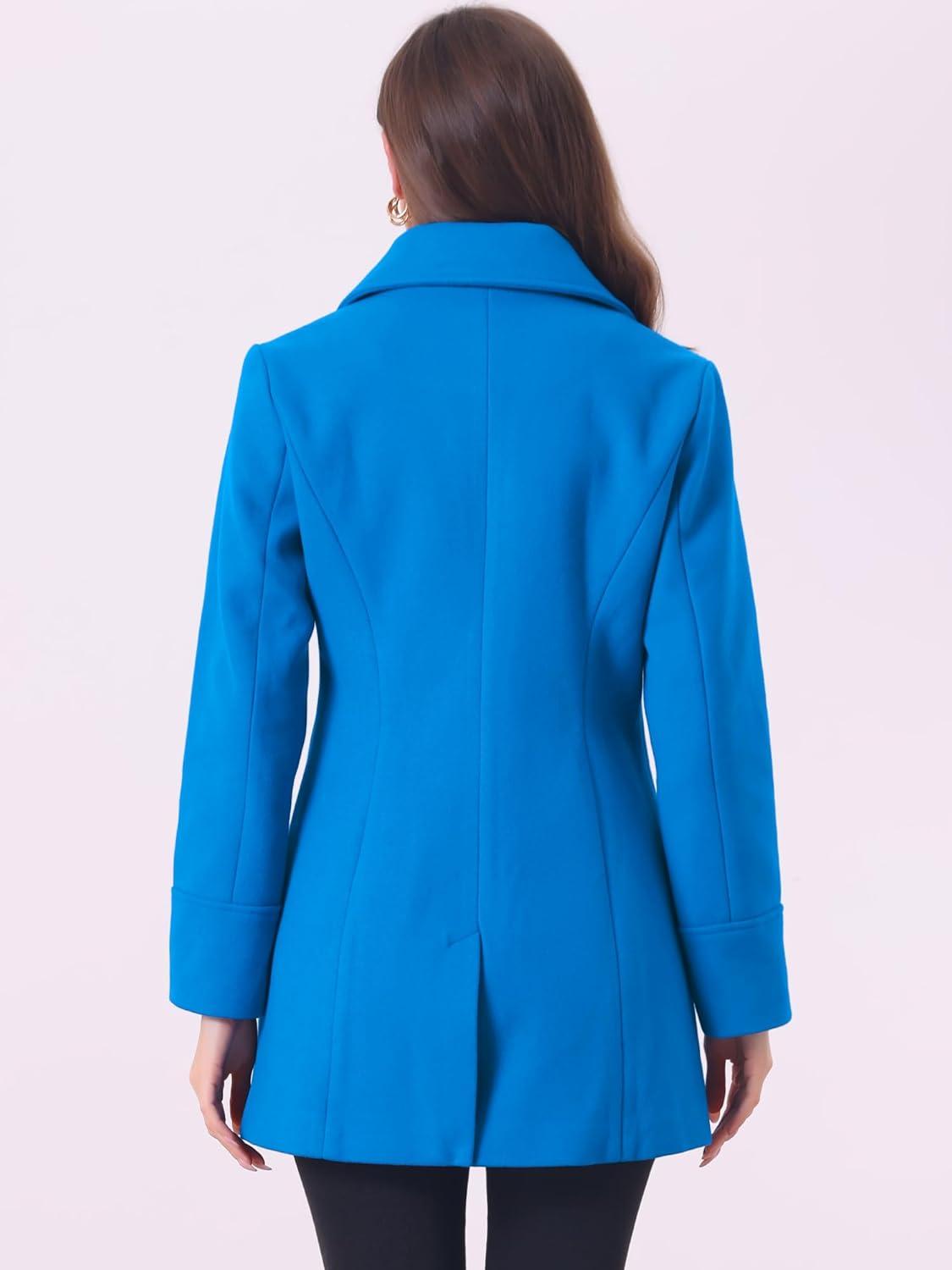 imageAllegra K Womens Elegant Overcoat Notched Shawl Collar Single Breasted Outerwear Winter Long CoatBright Blue