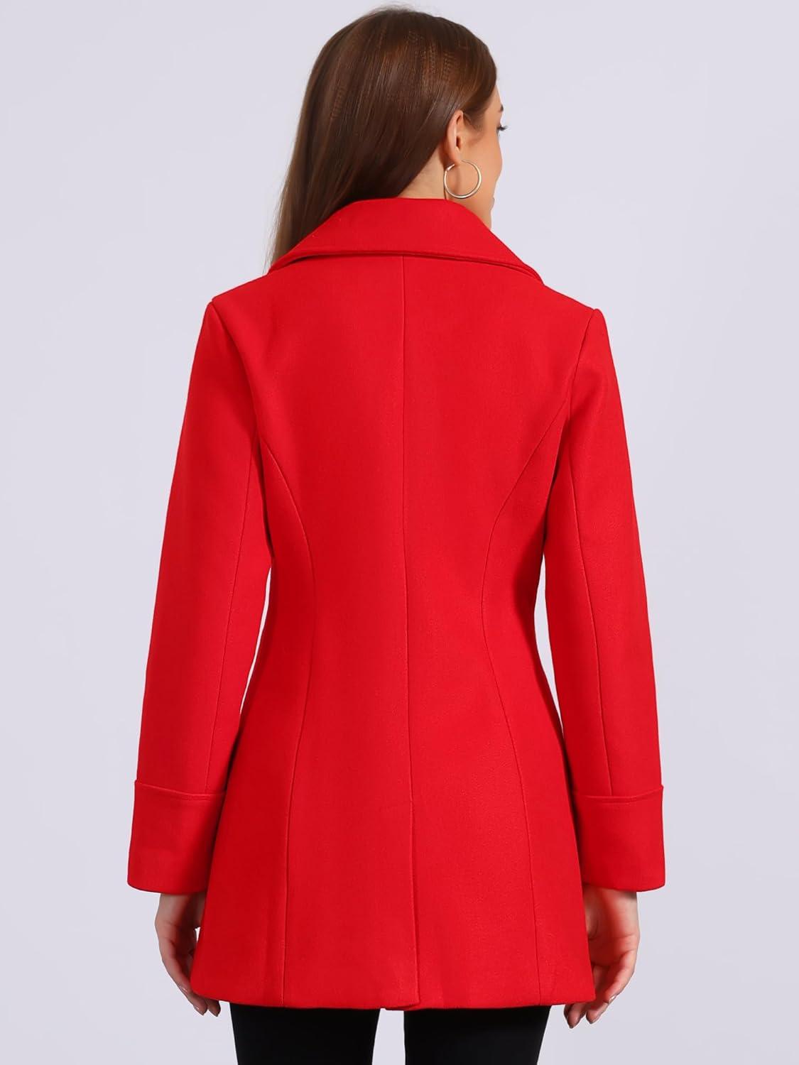 imageAllegra K Womens Elegant Overcoat Notched Shawl Collar Single Breasted Outerwear Winter Long CoatBright Red