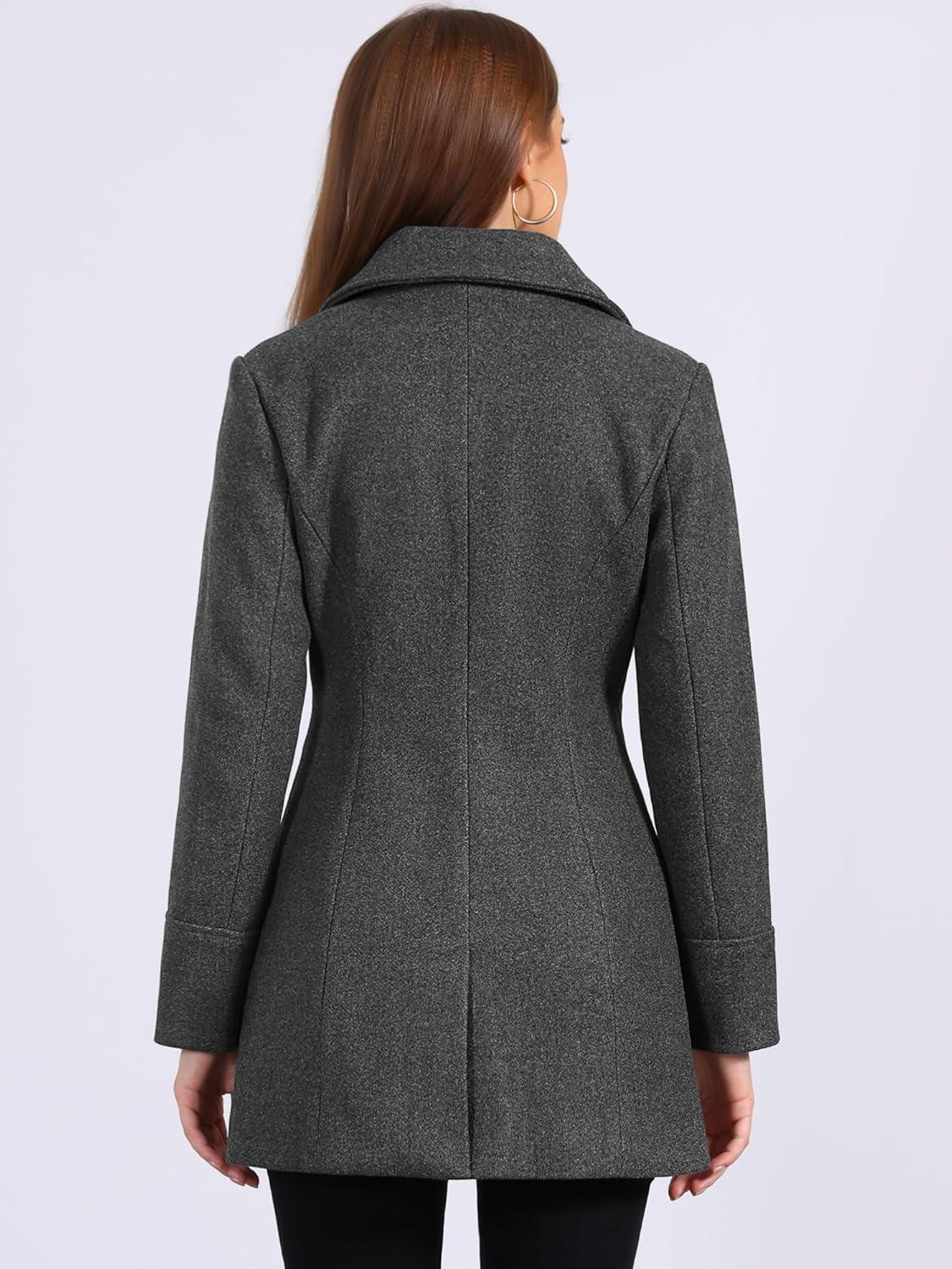 imageAllegra K Womens Elegant Overcoat Notched Shawl Collar Single Breasted Outerwear Winter Long CoatDark Grey
