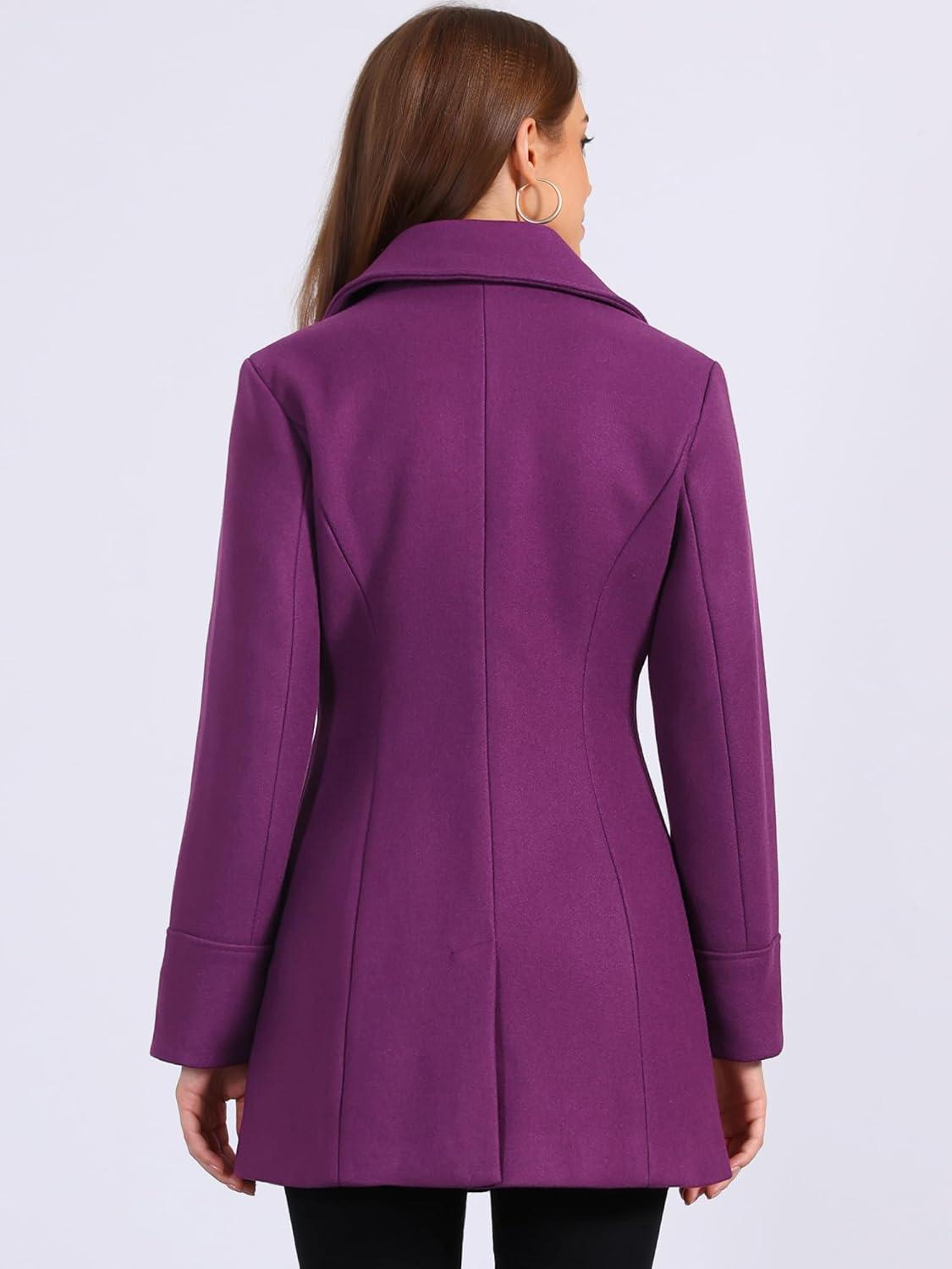 imageAllegra K Womens Elegant Overcoat Notched Shawl Collar Single Breasted Outerwear Winter Long CoatDark Purple
