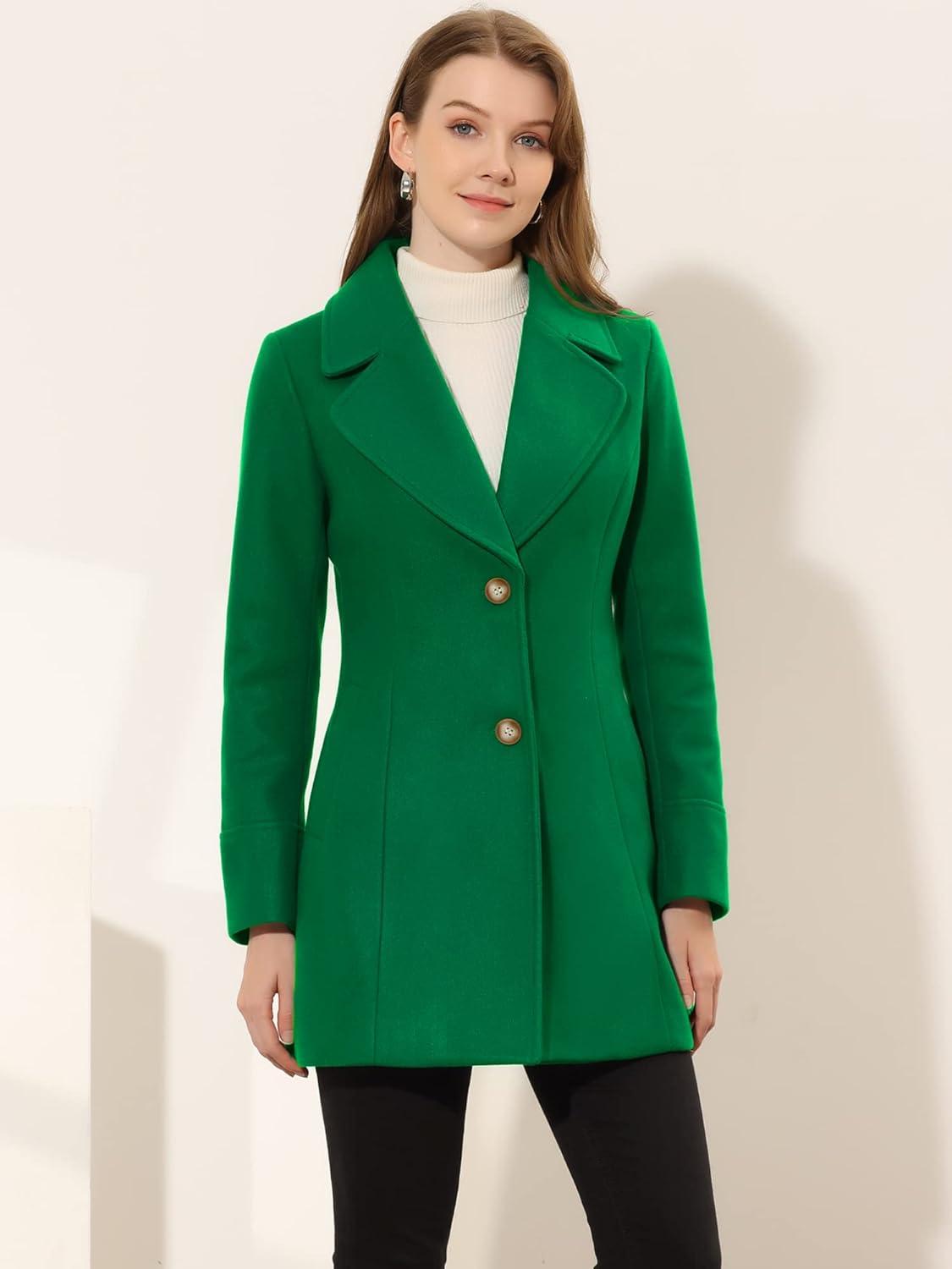imageAllegra K Womens Elegant Overcoat Notched Shawl Collar Single Breasted Outerwear Winter Long CoatDeep Green