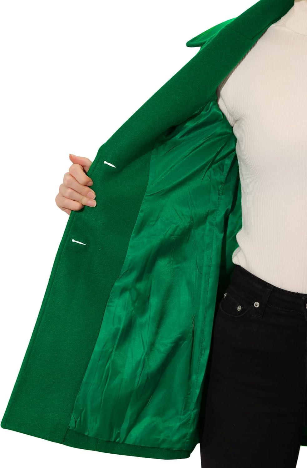 imageAllegra K Womens Elegant Overcoat Notched Shawl Collar Single Breasted Outerwear Winter Long CoatDeep Green