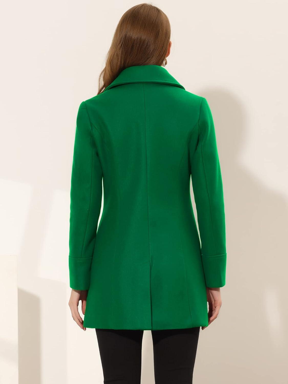 imageAllegra K Womens Elegant Overcoat Notched Shawl Collar Single Breasted Outerwear Winter Long CoatDeep Green