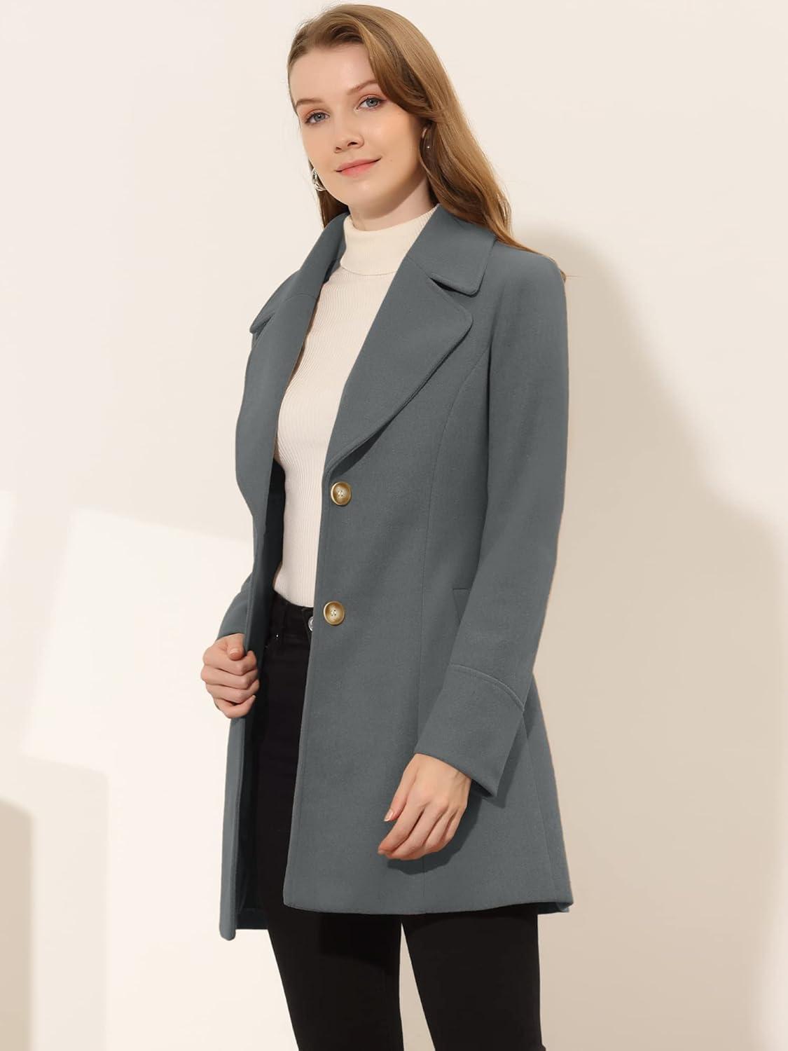 imageAllegra K Womens Elegant Overcoat Notched Shawl Collar Single Breasted Outerwear Winter Long CoatDeep Grey