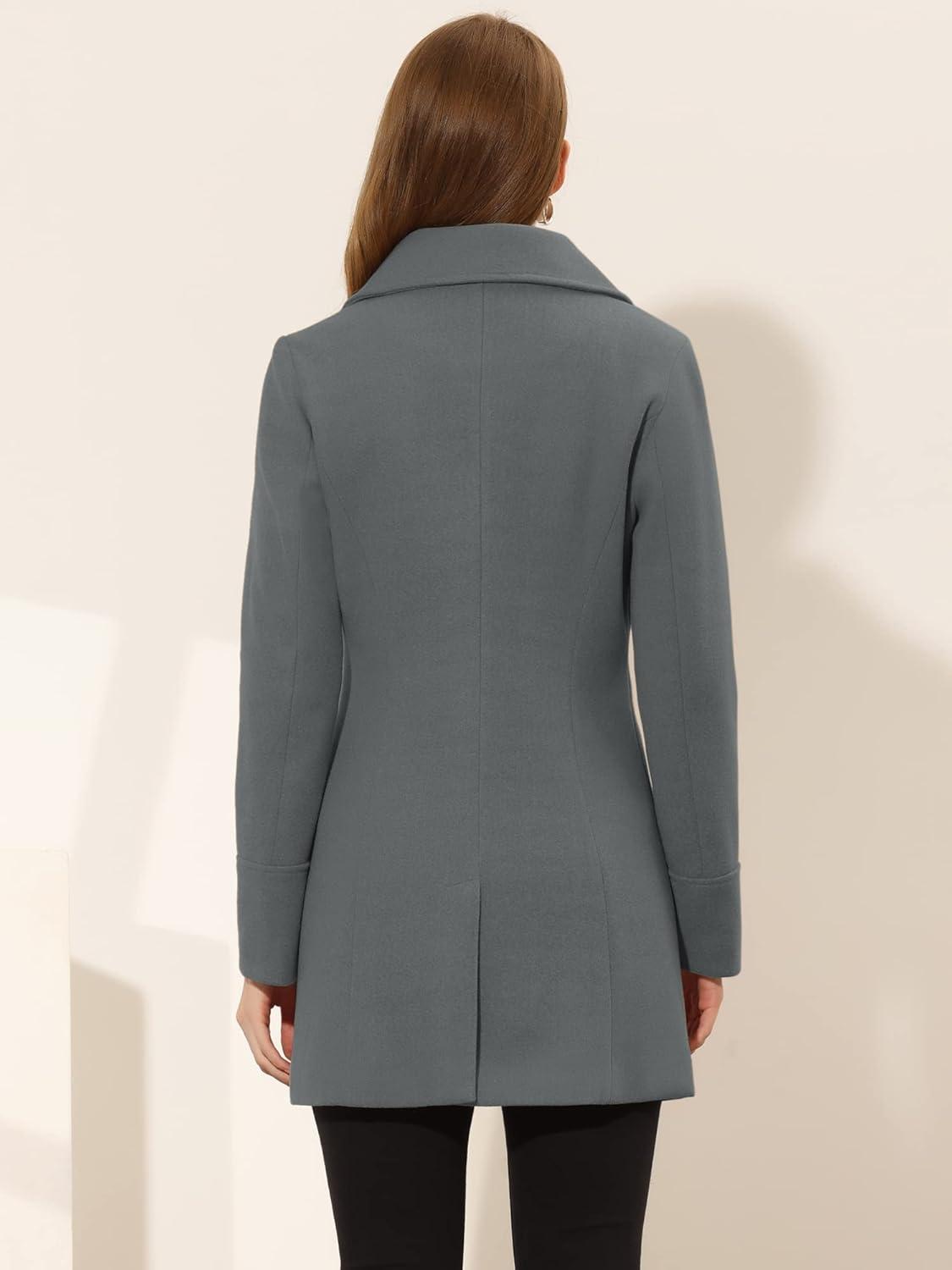 imageAllegra K Womens Elegant Overcoat Notched Shawl Collar Single Breasted Outerwear Winter Long CoatDeep Grey