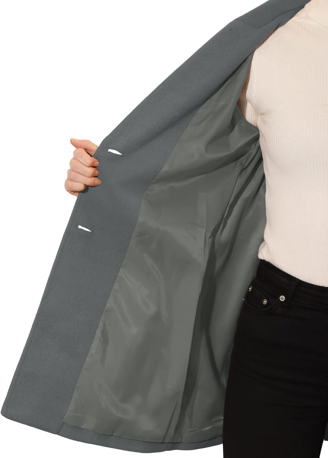 imageAllegra K Womens Elegant Overcoat Notched Shawl Collar Single Breasted Outerwear Winter Long CoatDeep Grey