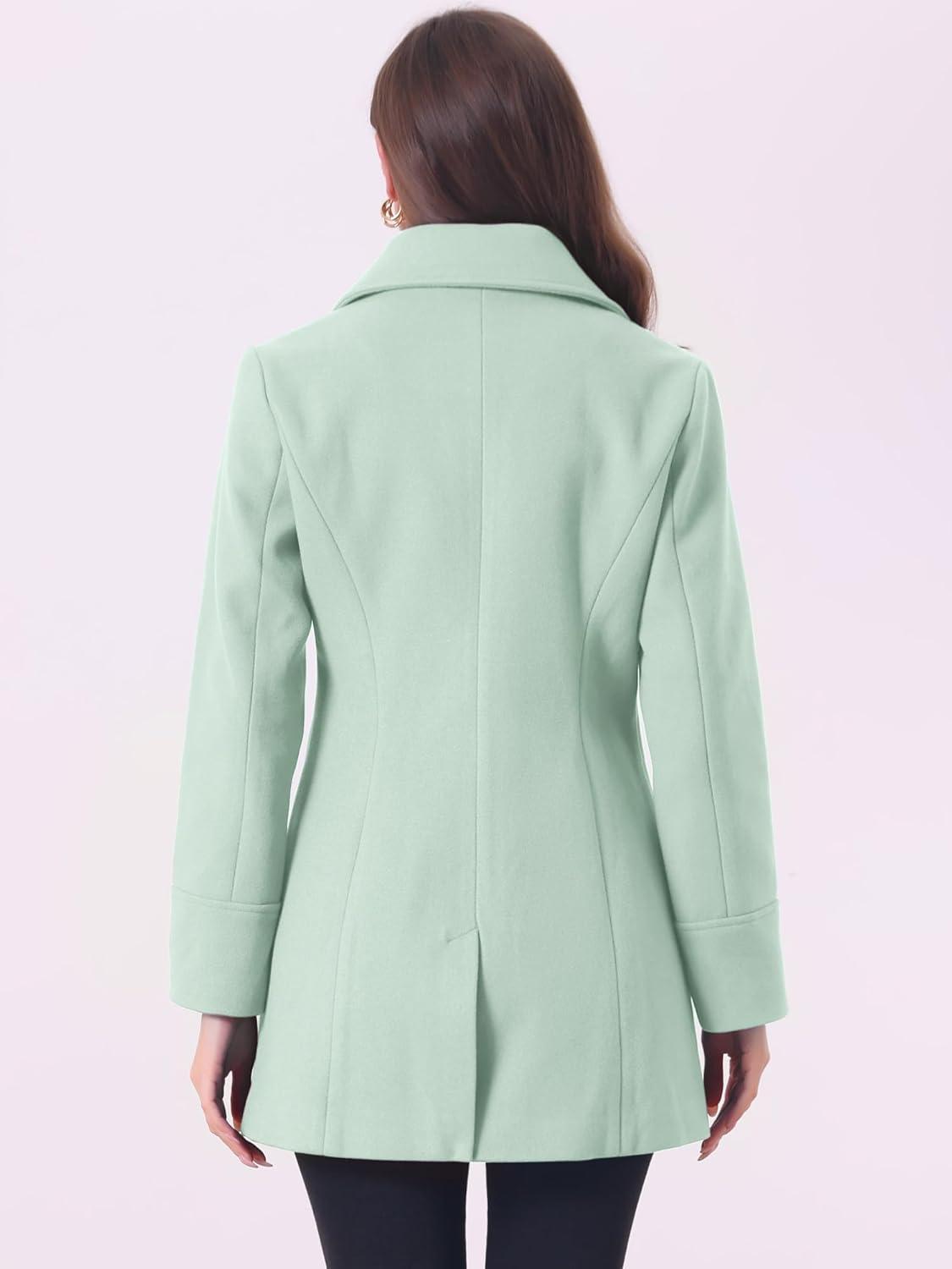 imageAllegra K Womens Elegant Overcoat Notched Shawl Collar Single Breasted Outerwear Winter Long CoatGreen