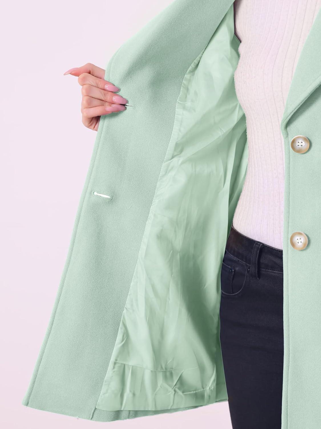 imageAllegra K Womens Elegant Overcoat Notched Shawl Collar Single Breasted Outerwear Winter Long CoatGreen