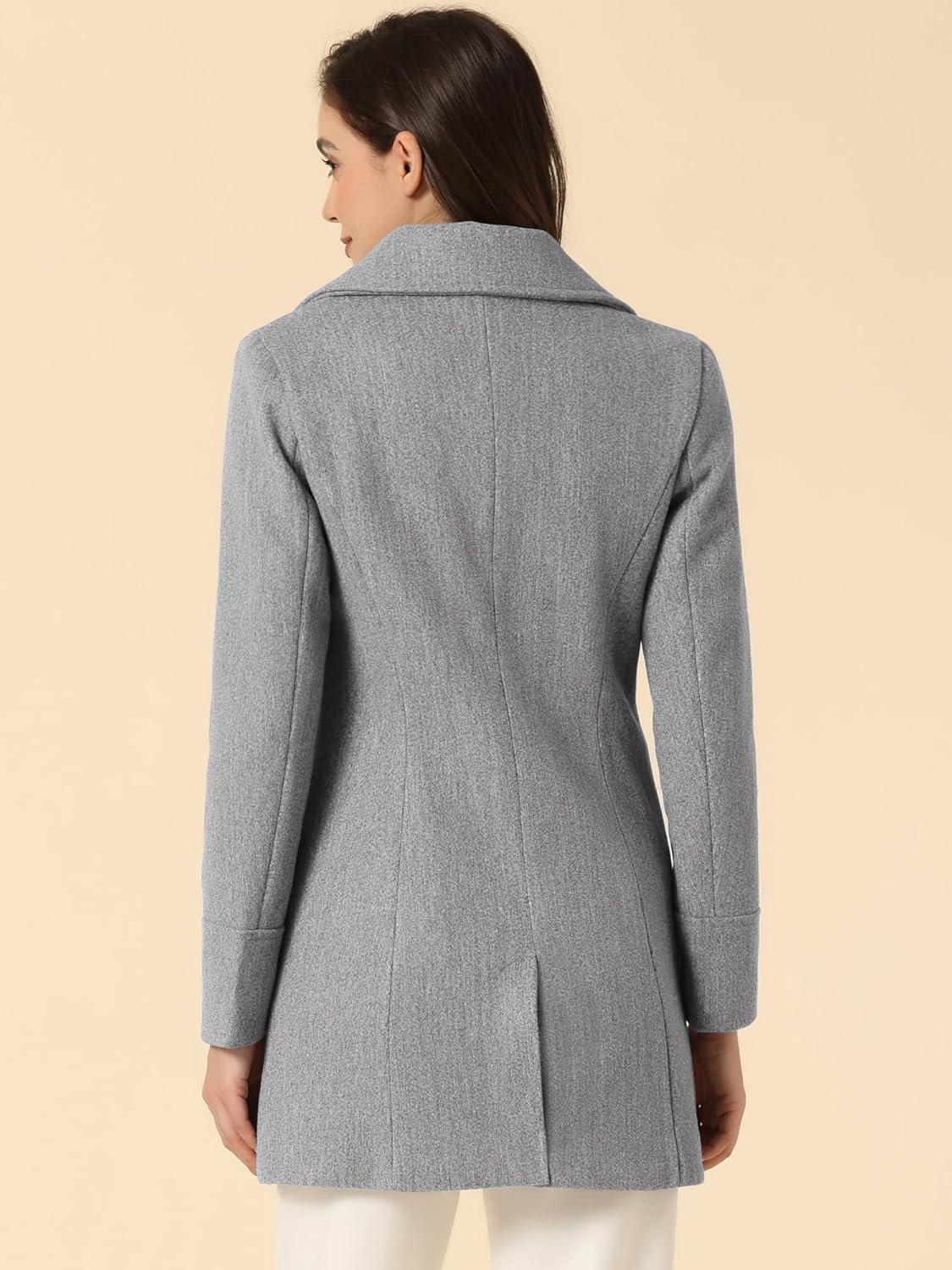 imageAllegra K Womens Elegant Overcoat Notched Shawl Collar Single Breasted Outerwear Winter Long CoatGrey
