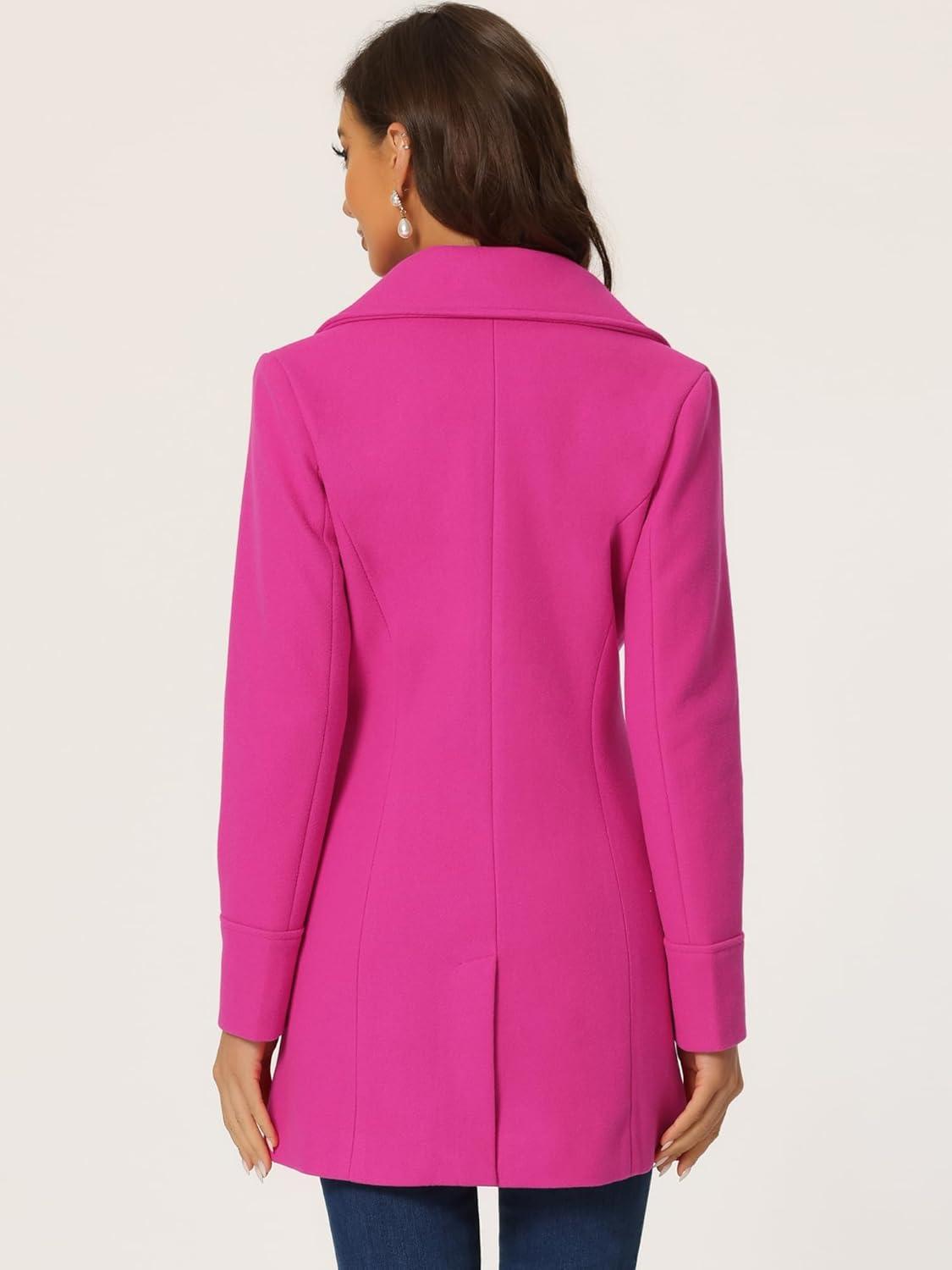 imageAllegra K Womens Elegant Overcoat Notched Shawl Collar Single Breasted Outerwear Winter Long CoatHot Pink