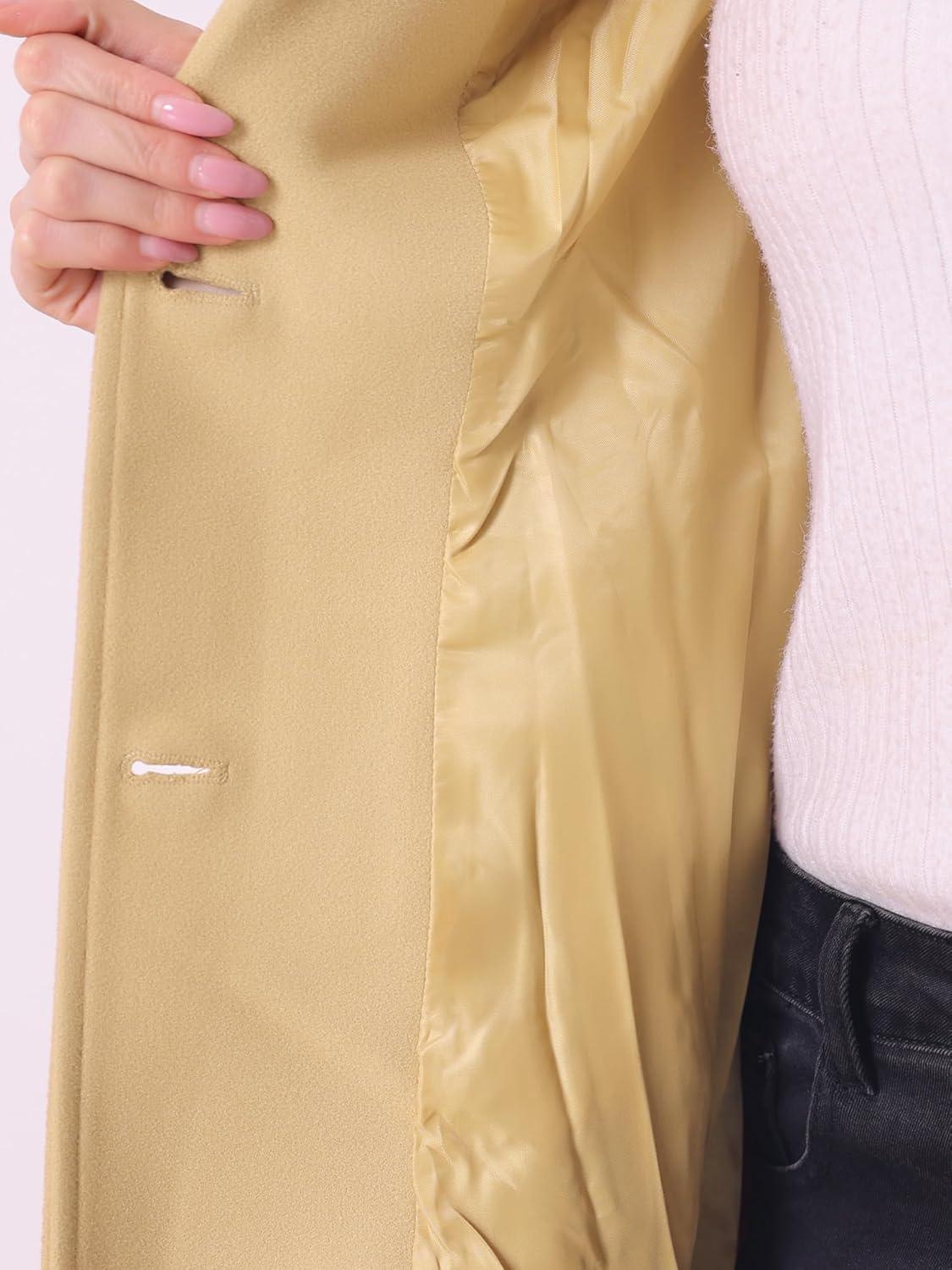 imageAllegra K Womens Elegant Overcoat Notched Shawl Collar Single Breasted Outerwear Winter Long CoatKhaki